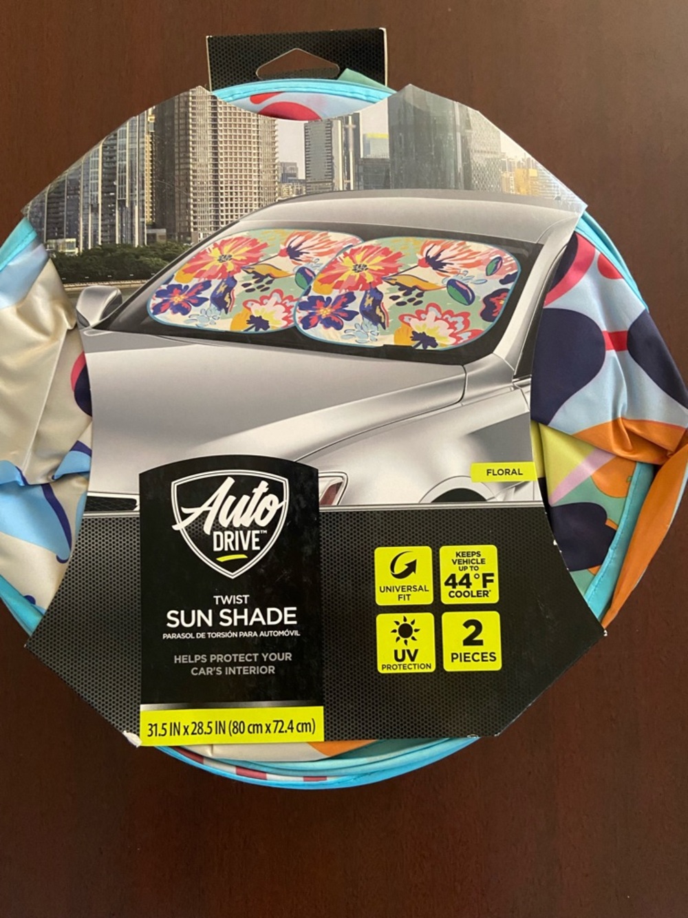 Auto Drive Floral Twist Sun Shade - Blue Multicolor